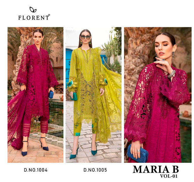 Maria B Vol 1 By Florent Embroidery Pure Cotton Pakistani Suits Wholesale Market In Surat